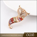 OUXI New Model Women Fashion Brooch Fox Shaped Gold Plated Colorful Rhinestone Brooch Wholesale Crystal Brooch